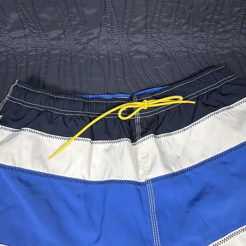 Tommy Hilfiger Sailing Gear USA Board Shorts Men's Large Blue White Yellow Swim
